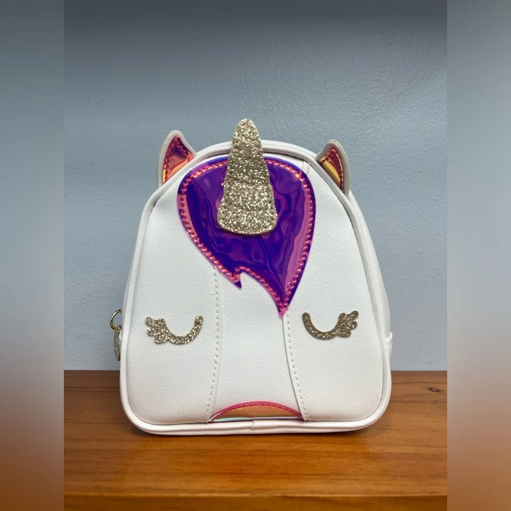 BATH & BODY WORKS Unicorn White Gold Purple Pink Cosmetic Bag Used Spot Inside